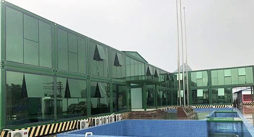 Glas-Bürogebäude der Luxusgrün-Containerhaus-Glaswand